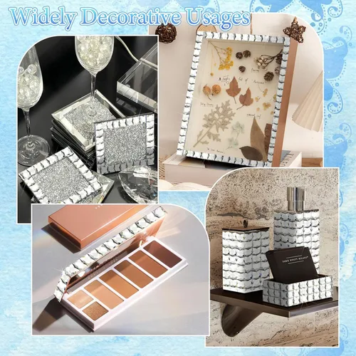 Miniatura 5 de FULZTEY Cintas de diamantes de imitación con brillo, 270 piezas de cinta de cristal de vidrio para manualidades DIY, cinta adhesiva de diamantes