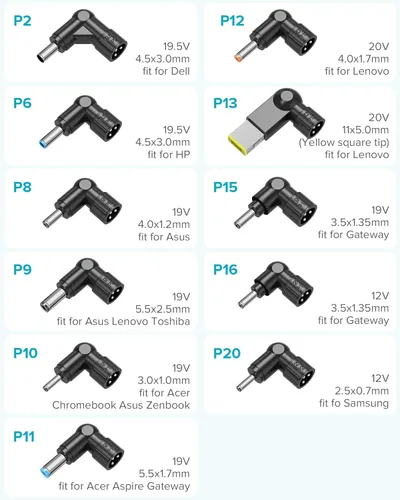 Miniatura 2 de Powseed Cargador universal para portátil de 45 W para HP Dell Acer Asus Samsung Sony Toshiba Fujitsu Gateway Delta NEC Liteon Notebook Chromebook