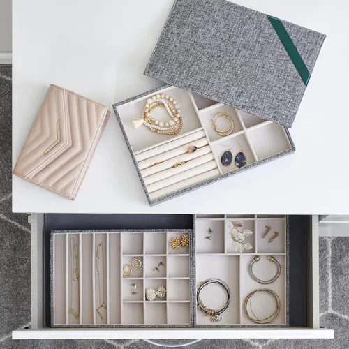 Miniatura 5 de Household Essentials Organizador de joyas de grafito con tapa extraíble