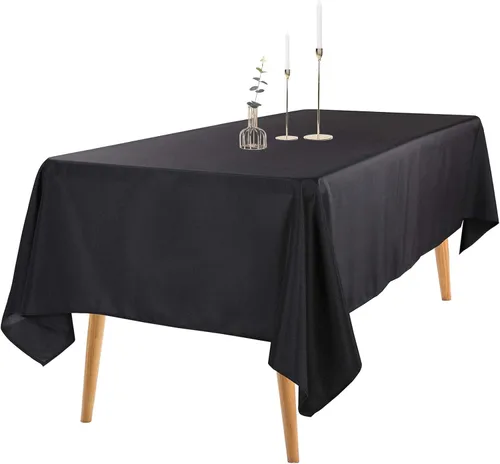 Miniatura 9 de Ascoza Paquete de 2 manteles rectangulares blancos de 60 x 84 pulgadas, tela de poliéster de 4 pies, para bodas, banquetes, restaurantes y fiestas