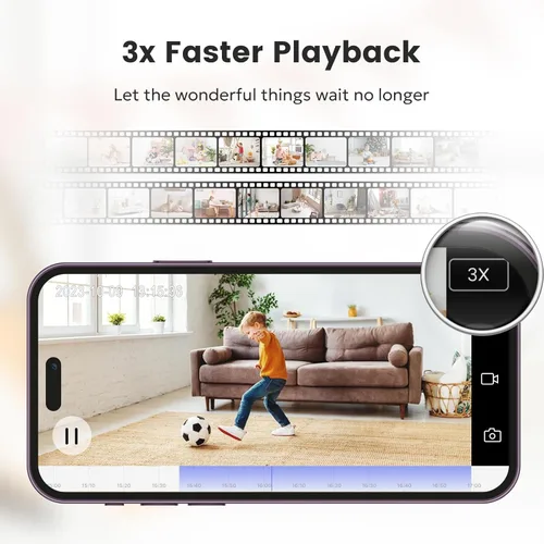 Miniatura 8 de owltron Cámara de seguridad interior 2K, cámaras de 360° para seguridad del hogar con detección de movimiento, WiFi de 2.4G