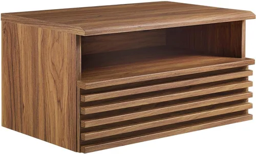 Miniatura 9 de Modway Render Mid-Century - Mesita de noche moderna para montaje en pared, color carbón