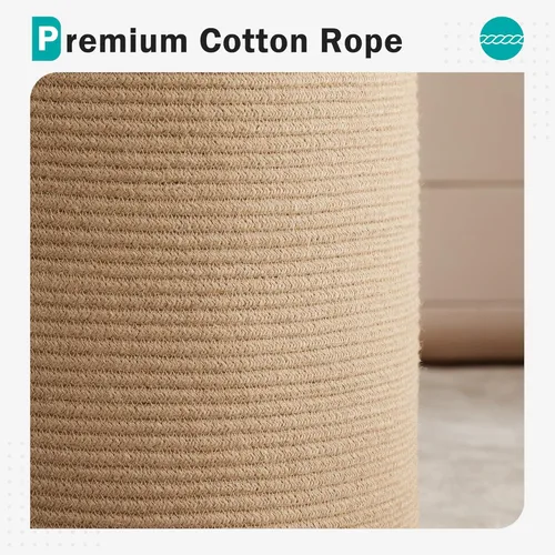 Miniatura 4 de YOUDENOVA Cesta de algodón para la ropa sucia, 58L - Cesta de almacenamiento plegable tejida - marrón yute Yute Marrón