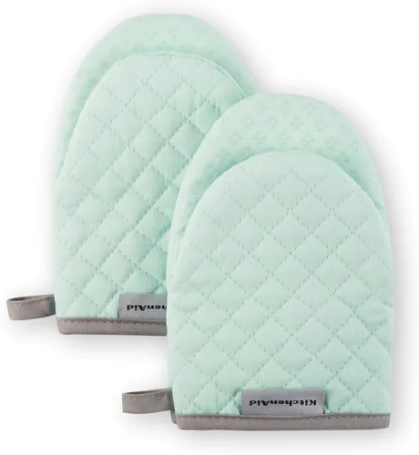 Miniatura 16 de Guantes KitchenAid, mini guantes de horno, de algodón, con agarre de silicona Verde pistacho