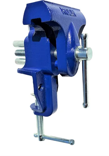 Miniatura 5 de Rolin Vise Abrazadera de trabajo de madera Herramientas ligeras de 3 pulgadas Pequeño tornillo de banco de mesa de tornillo de banco azul
