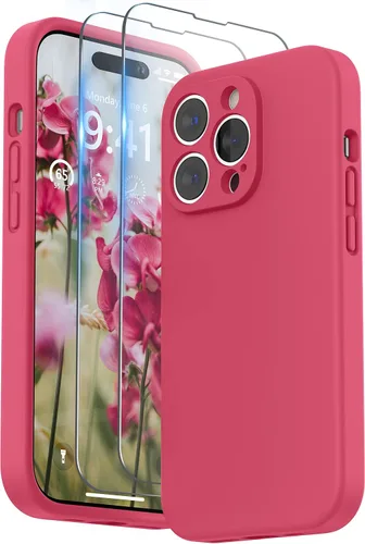 Miniatura 29 de SURPHY Funda diseñada para iPhone 14 Pro con protector de pantalla, (protección de cámara y forro de microfibra suave), funda de silicona líquida