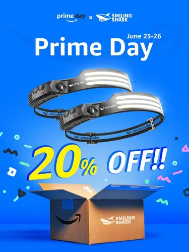 Miniatura 2 de Smiling Shark Linterna frontal LED, gran angular de 230°, 3 luces blancas, paquete de 2 unidades, la lámpara principal más brillante, recargable