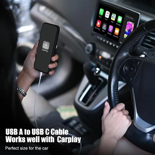 Miniatura 2 de Cable Carplay de coche para iPhone 17 16 15 Pro Plus Pro Max Air, paquete de 3 [3.3 pies + 3.3 pies + 6 pies] USB A a USB C cable para iPhone 17 16