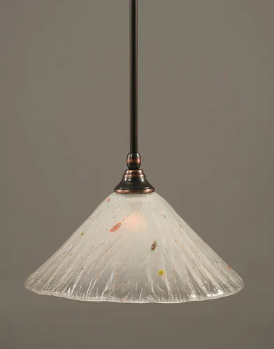 Miniatura 221 de Toltec Lighting Tallo Colgado Mini colgante, acabado de cobre negro, 3.5" cuadrado humo burbuja vidrio