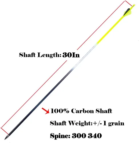 Miniatura 4 de Archery Carbon Arrow 28 29 30 inch 300 340 350 400 Spine Practice Hunting Arrows for Compound Recurve Bow 12PCS Amarillo
