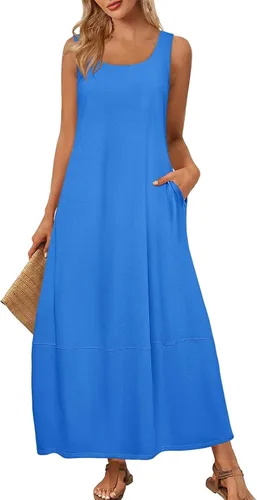 Miniatura 22 de Vestidos de iglesia para mujer 2025, casual, holgado, sin mangas, largo, fluido, vestido de verano con bolsillos