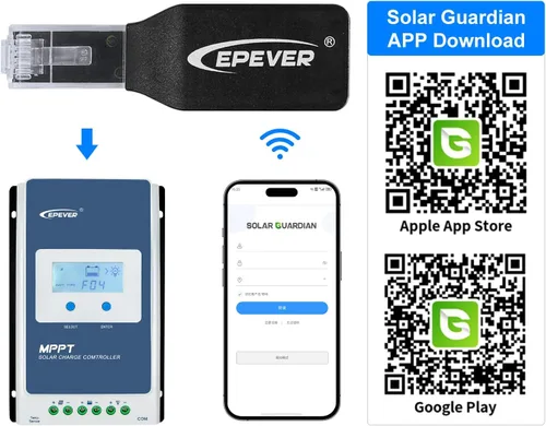 Miniatura 4 de EPEVER Adaptador BLE para controlador de carga MPPT, compatible con la aplicación Android/iOS 2023Nueva versión (EPEVER-BLE-RJ45-D)
