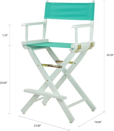 Miniatura 2 de Casual Home - Silla de director de 24.0 in, marco blanco con lienzo verde azulado, altura de mostrador