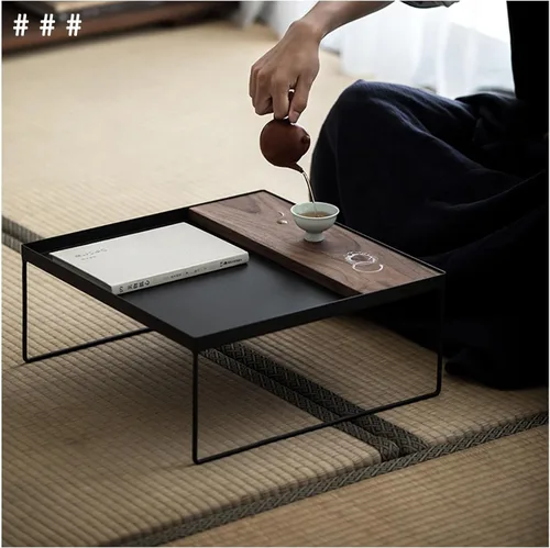 Miniatura 7 de Mesa de té Cofee Mesa de Centro para Sala moderna y minimalista mesa de té de oficina con madera rectangular y marcos de metal estables, para sala
