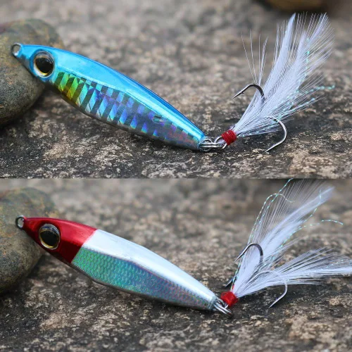 Miniatura 9 de Sougayilang Señuelos de pesca de plantillas, cucharas de metal para hundimiento, cebo micro jigging A-2.56in/1.16oz-5PCS con CAJA