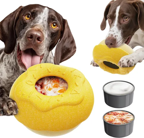 Miniatura 11 de Juguete masticable para perros congelados duraderos para masticadores agresivos, juguete dispensador interactivo para entrenamiento de jaula