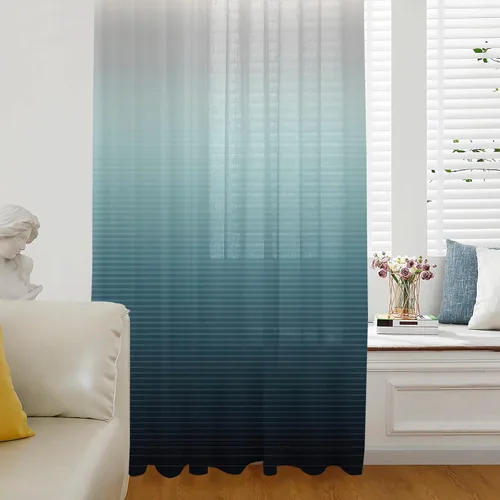 Cortinas traslúcidas color gris aguamarina de 108 pulgadas de largo, semi cortinas transparentes para sala de estar, dormitorio, bolsillo para