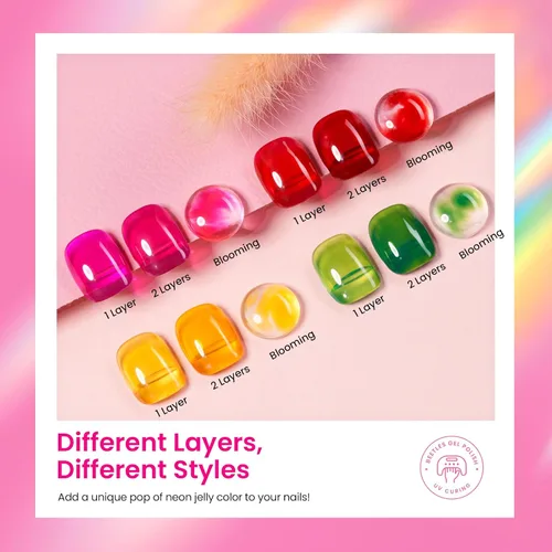 Miniatura 6 de Beetles - Juego de esmalte de uñas de gel de 6 colores, ojo de gato plateado, gel transparente rojo, rosa, amarillo, verde, negro, con efecto