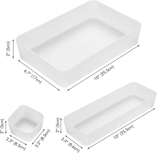 Miniatura 7 de Poeland Bandeja organizadora de cajones de 5 piezas, caja de almacenamiento para dormitorio, mesita de noche, cajón, tocador, baño, cajón de cocina
