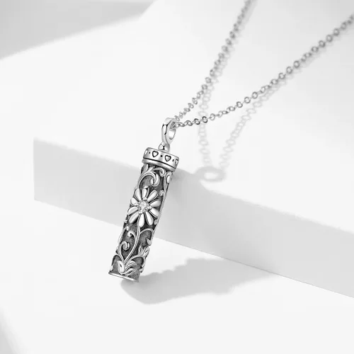 Miniatura 2 de Collar con colgante de urna de cenizas de cremación y árbol de la vida para mujer, plata de ley US1