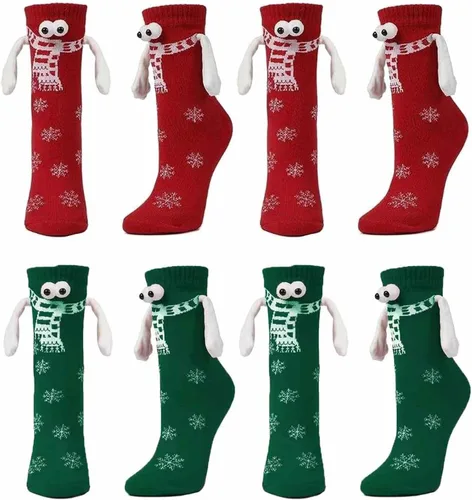 BINPURE Calcetines de mano a mano de Navidad tomados de la mano calcetines pares calcetines de mano magnéticos calcetines de tubo medio calcetines