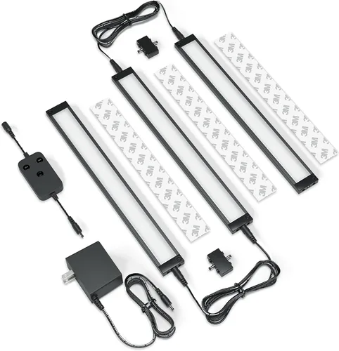 EShine Paquete de 3 luces LED regulables inteligentes negras de 12 pulgadas para debajo del gabinete, compatible con Alexa, Google, blanco frío