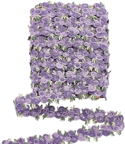 Miniatura 9 de PH PandaHall Cinta de poliéster con borde de encaje floral de 5 yardas, adorno bordado para apliques de boda, costura artesanal, tapicería, cortina