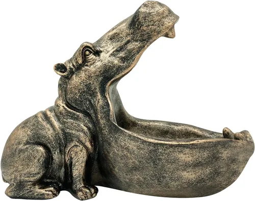 Miniatura 7 de aboxoo Estatua de hipopótamo de resina para el hogar, escultura de hipopótamo, decoración de mesa, artículos diversos, caja de almacenamiento
