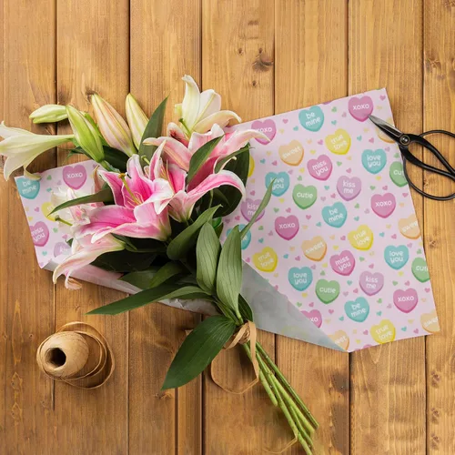 Miniatura 5 de Ywdbzjhs 10 hojas de papel de regalo de corazón para conversación del día de la madre, no se enrolla, 19.7 x 27.6 pulgadas, patrones románticos