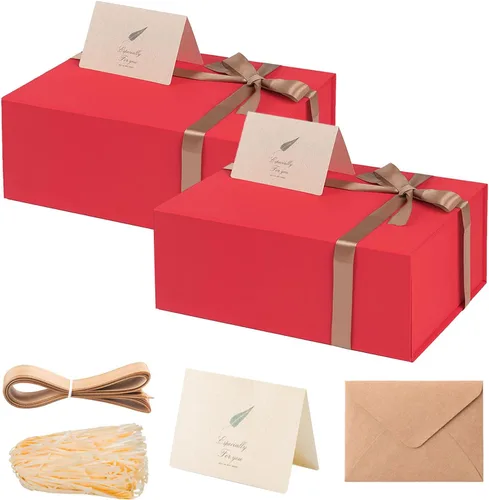 Miniatura 15 de LIFELUM Caja de regalo de 13.5 x 10 x 4 pulgadas, caja de regalo grande con tapas magnéticas, cajas de regalo negras para regalos de graduación