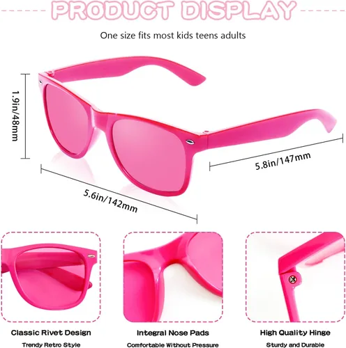 Miniatura 83 de Suministros para regalos de fiesta de colores neón Paquete de 8 gafas de sol unisex
