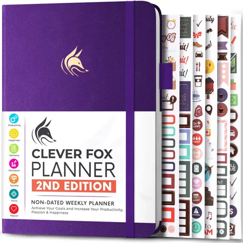 Miniatura 16 de Clever Fox - Agenda 2ª Edición – Planificador de Metas Semanales y Mensuales Colorido, Organizador de Gestión del Tiempo y Productividad, Sin Fecha