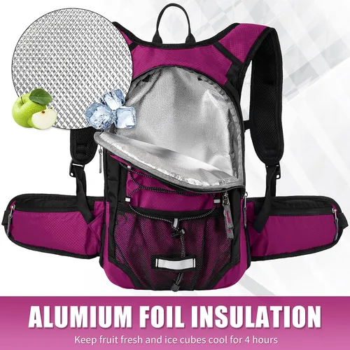 Miniatura 4 de Mochila de hidratación para senderismo con bolsa de agua - Miracol Bolsa de agua aislada con vejiga de 2L Rosa