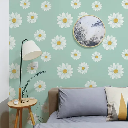 Miniatura 4 de JAHUL Papel tapiz de margaritas para despegar y pegar, diseño floral, lindo autoadhesivo, extraíble, papel tapiz de flores en papel tapiz/papel