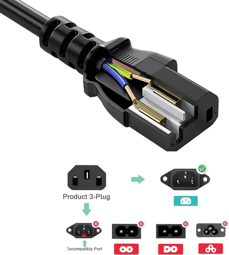 Miniatura 2 de Cable de alimentación de CA para Samsung Sony Lg Toshiba Dynex Panasonic Viewsonic LCD TV, computadora y monitor, cable universal de 3 pies de 3