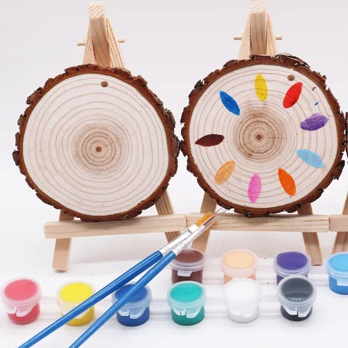 Miniatura 2 de SENMUT Rebanadas de madera, 20 piezas de 3.5-4.0 pulgadas, círculos de madera naturales sin terminar, adornos de madera de Navidad