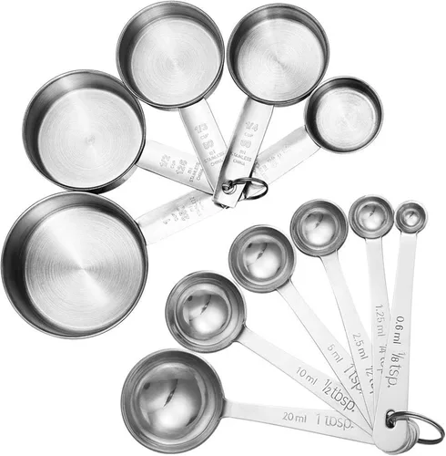 Set de tazas o cucharas dosificadoras Accmor de acero inoxidable, apilables, de primera calidad, para medir ingredientes líquidos y secos, ideales