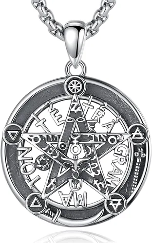 Miniatura 35 de CELESTIA Colgante de plata de ley 925, anillos de tetragrammaton, collar masónico, joyería de pentagrama para mujeres y hombres