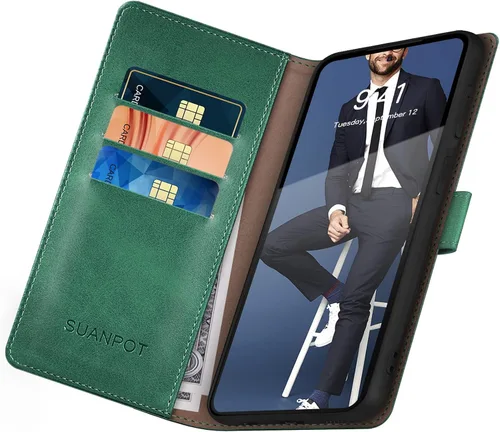 Miniatura 5 de SUANPOT Funda de cuero tipo cartera para Samsung Galaxy S22 Ultra con bloqueo RFID, tarjetero para tarjetas de crédito, funda de teléfono con tapa