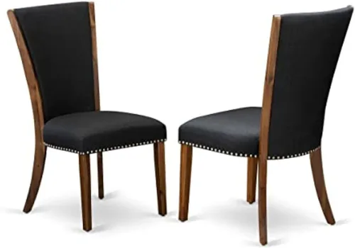 Miniatura 18 de East West Furniture VEP8T04 Verona Parsons - Juego de 2 sillas de comedor tapizadas de tela de lino marrón claro con ribete de clavo, color nogal
