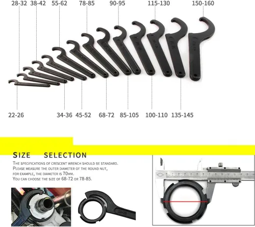 Miniatura 4 de SEIWEI Llave inglesa de gancho C para tuerca redonda de 5.315-5.709 in, herramienta de llave de gancho ajustable negra, herramientas de mano