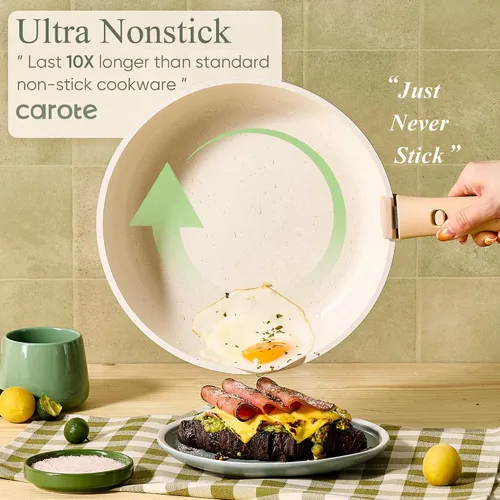 Miniatura 3 de CAROTE Juego de ollas y sartenes, juego de utensilios de cocina antiadherentes, mango desmontable, 19 piezas de utensilios de cocina de inducción