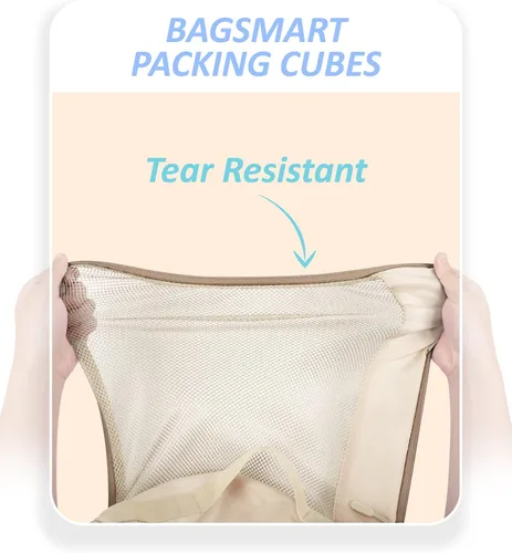 Miniatura 7 de BAGSMART - Juego de 7 cubos de embalaje para maletas esenciales de viaje, juego de bolsas organizadoras ligeras con bolsa de zapatos, cubos de viaje