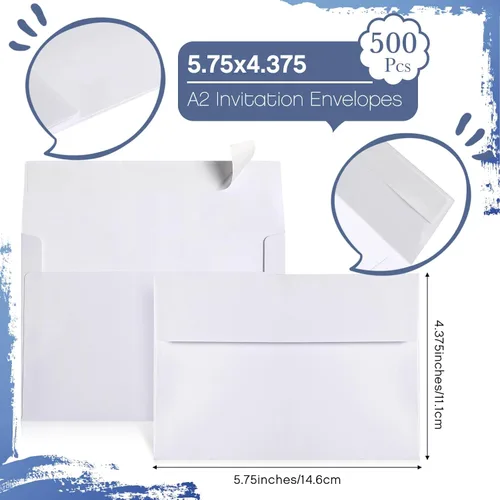 Miniatura 2 de Fainne 500 sobres blancos autoadhesivos imprimibles a granel para invitaciones, bodas, baby shower, fotografía, notas de agradecimiento, postales