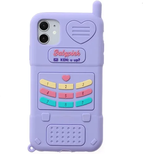 Funda para teléfono retro 3D, diseño de dibujos animados kawaii con forma de teléfono retro para niños, adolescentes, niñas, mujeres, funda de