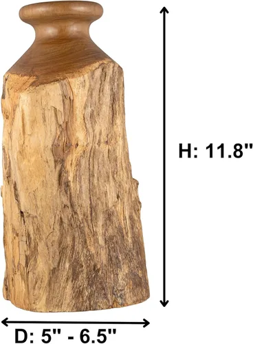 Miniatura 2 de Vitex Pubescens Vahl - Jarrón de madera natural hecho a mano; alto (11.8 pulgadas) x profundidad (5 a 6.5 pulgadas); jarrón de madera único