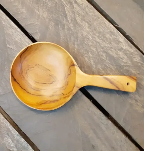 Miniatura 2 de Boki - Plato de mano coreano, plato de cuchara de madera con asa, estilo coreano, vajilla de madera de teca, mesa de comedor, encimera, decoración