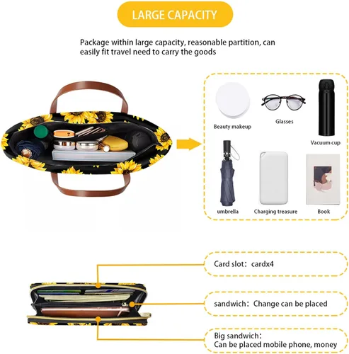 Miniatura 5 de Suhoaziia Juego de bolsos para mujer, diseño de perro salchicha, con asa superior, para mujer, con cartera de piel sintética