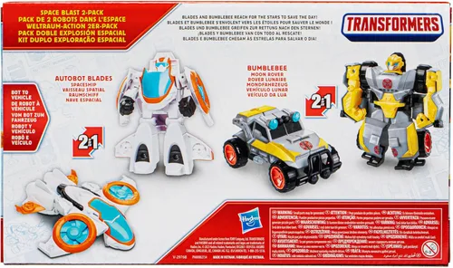 Miniatura 10 de Transformers - Juguetes Space Blast, paquete de 2 figuras de acción de 4.5 pulgadas de Bumblebee y Autobot Blades, juguetes de robots en preescolar