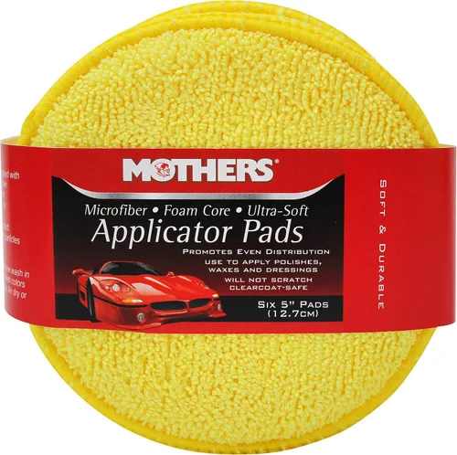 Miniatura 6 de Mothers Almohadilla de pulido de microfibra y almohadillas de limpieza para detalles de automóviles, 5 pulgadas de diámetro, amarillo, paquete de 6